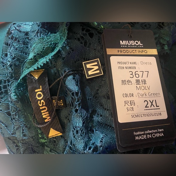 NWT Miusol Hunter Green Deep- V Neck Sleeveless Vintage Evening Maxi Dress - Picture 5 of 7